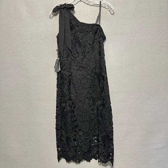 NWT Adrianna Papell Lace Bow-Trim One Shoulder Midi Dress - size 2 - Picture 4 of 7